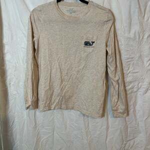 Vineyard Vines Men's Long Sleeve Pocket Tee, Heather Beige, Size M